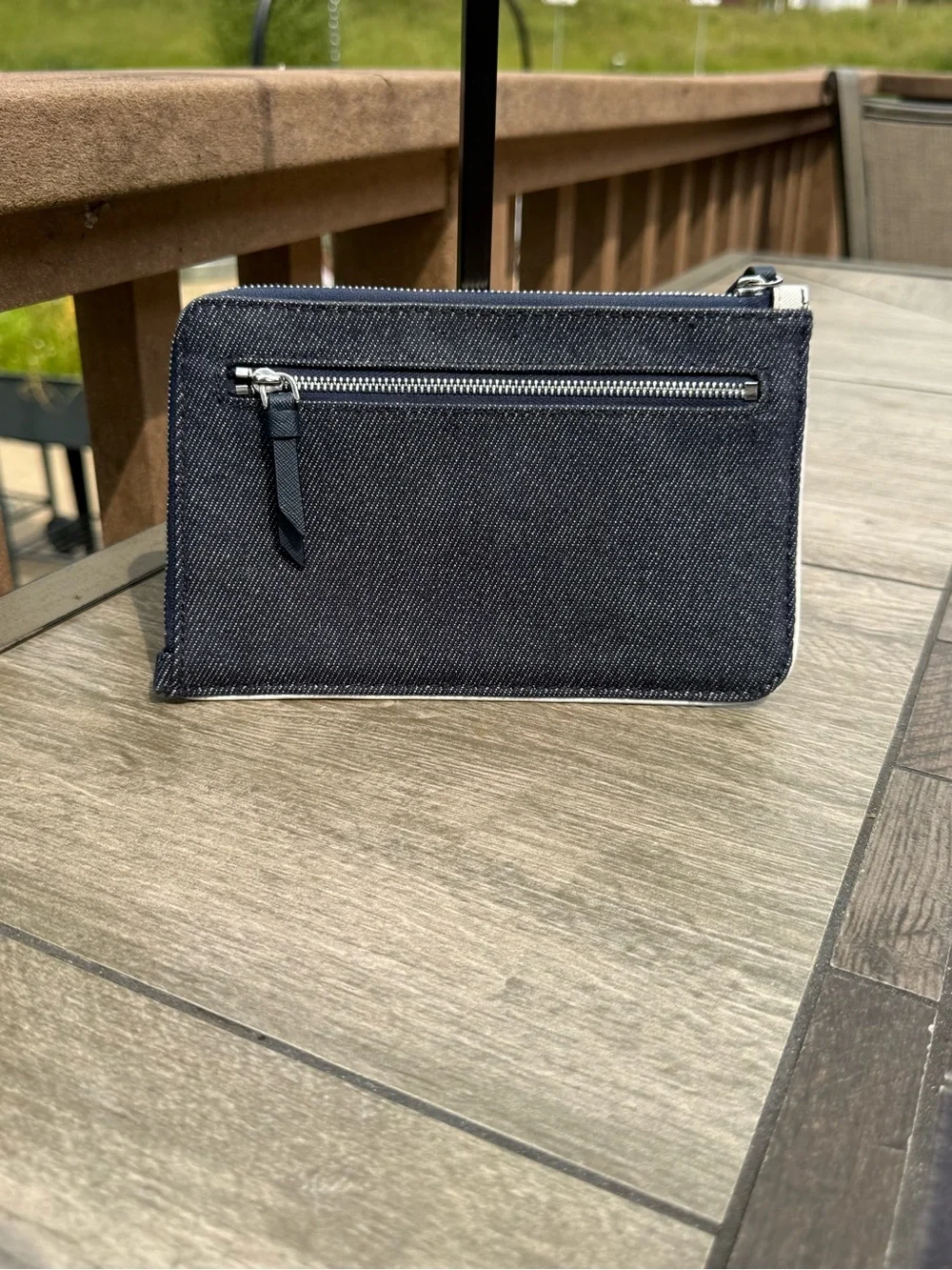 EUC Kate Spade New York Cameron Denim Colorblock Wristlet Bag